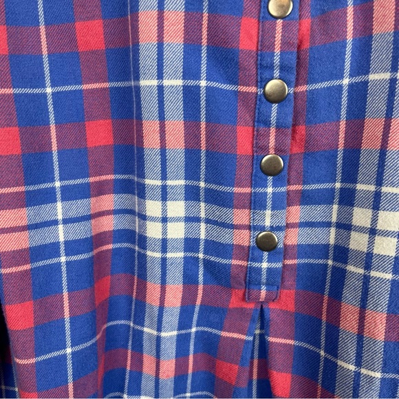 Duluth Trading plaid flannel tunic shirt in muted blue/wht/pink-Woman’s XL - Picture 5 of 11